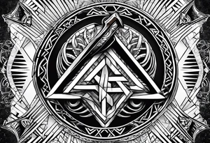 Valhalla valknut round 
shield axe sword tattoo idea