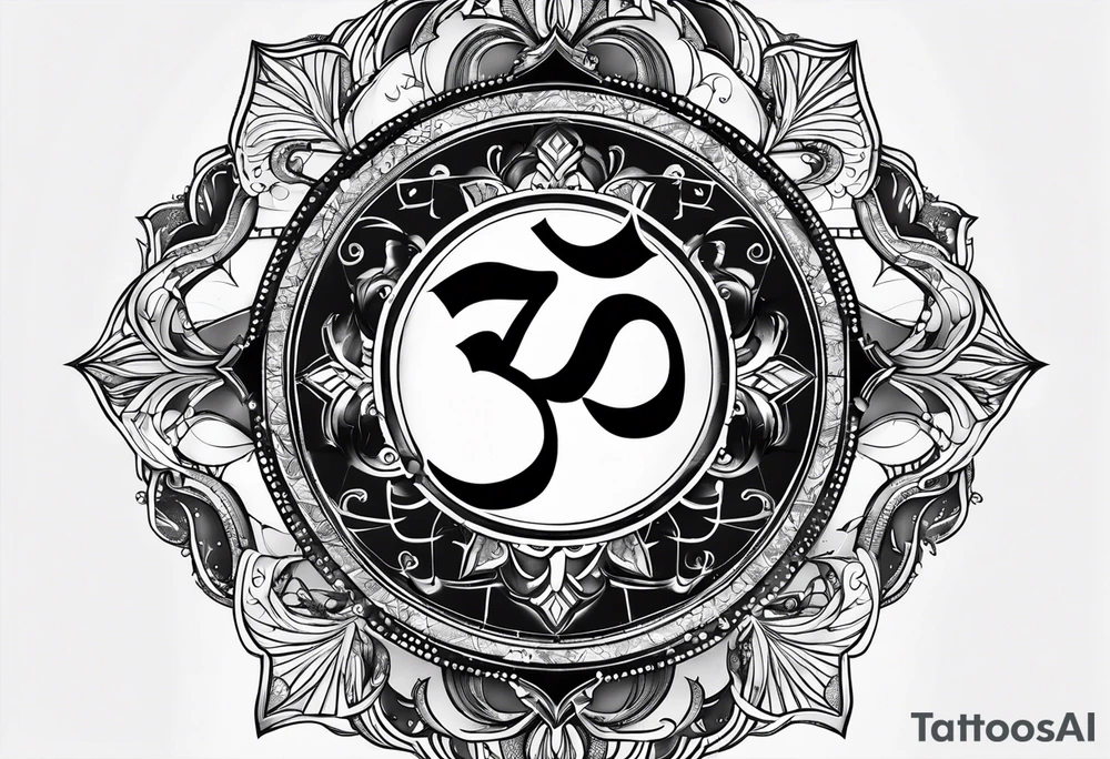 Powerful om symbol with Aquarius constellation with the numbers 777 tattoo idea