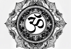 Powerful om symbol with Aquarius constellation with the numbers 777 tattoo idea