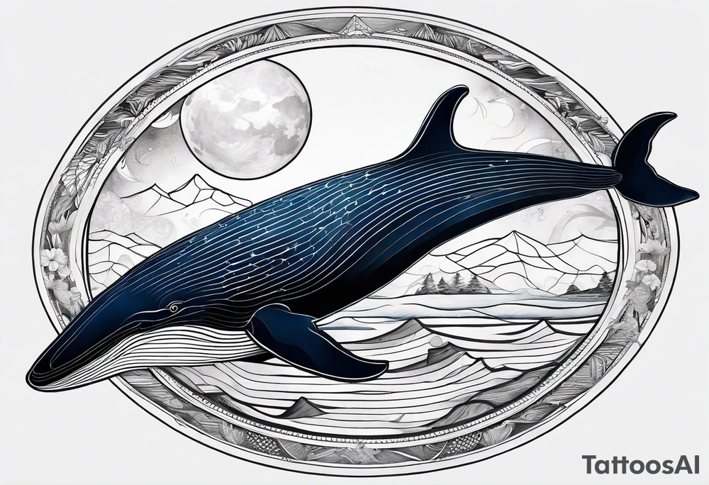 Blue whale and the moon tattoo idea