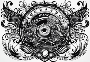 The word “music” twisted tattoo idea