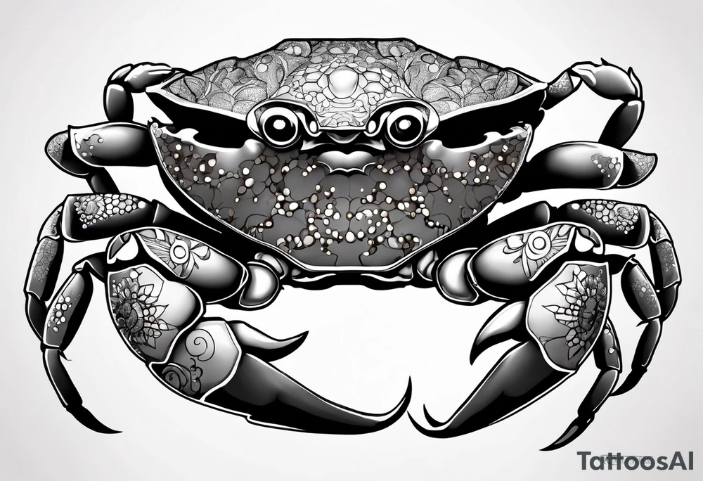 Crabs en blanco en negro con numero 69 tattoo idea