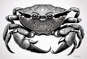 Crabs en blanco en negro con numero 69 tattoo idea