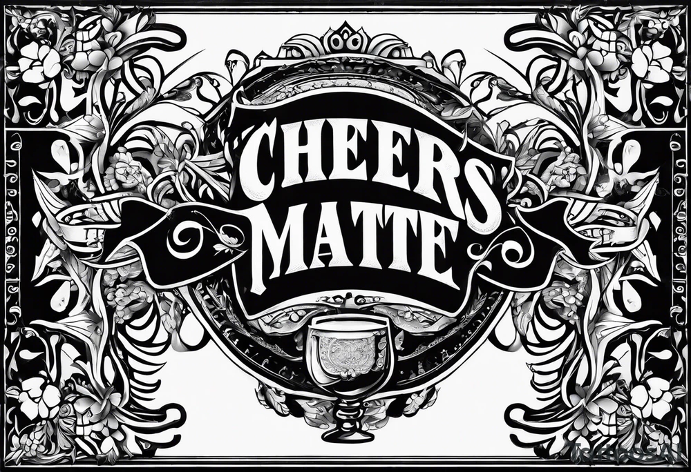 Cheers Mate text, armband +Cancer Ribbon tattoo idea