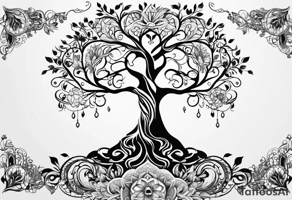 Tree of life, infinity, chakras tattoo idea