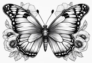 Butterfly with poppies INSIDE the top part of the wings tattoo idea