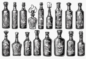 Old alcohol bottles tattoo idea