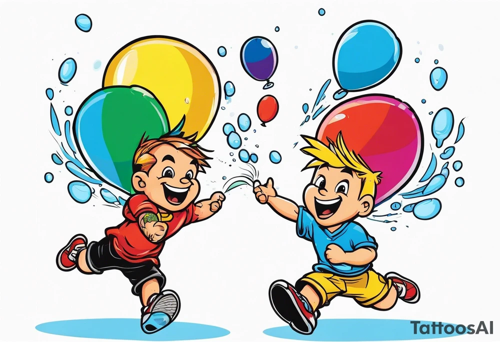 Two brothers one ten one 6 throwing water balloons tattoo idea