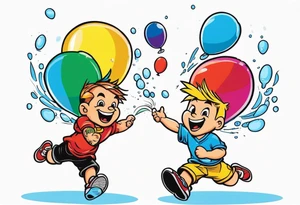 Two brothers one ten one 6 throwing water balloons tattoo idea