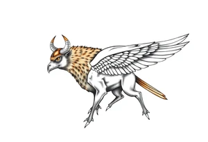 A bull / falcon hybrid creature with ancient Egyptian mythology, as ruled by Venus in western zodiac tattoo idea