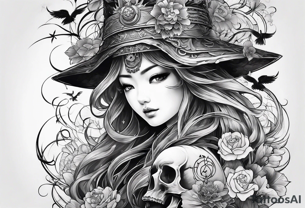 symbols of war, love and eternal life tattoo idea