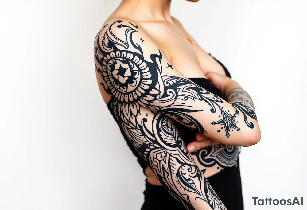 bold line dark witchstyle tattoo idea