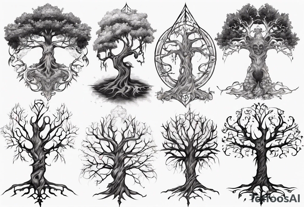 Gothic tree tattoo idea