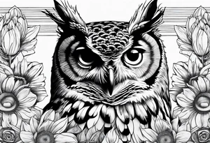 Owl, sunflower, camera, book, peacock tattoo idea