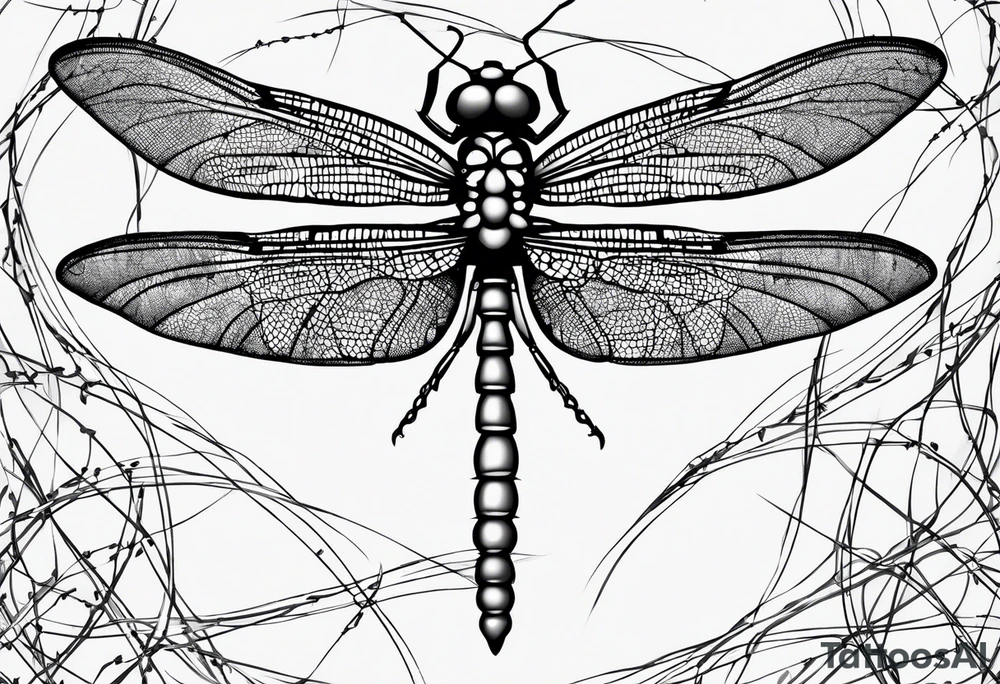 barbed wire dragonfly tattoo idea