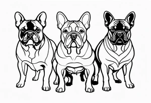 shadow of three french bull dog tattoo idea