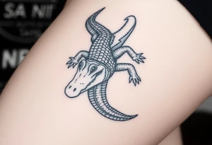 crocodile swimming in water tattoo idea