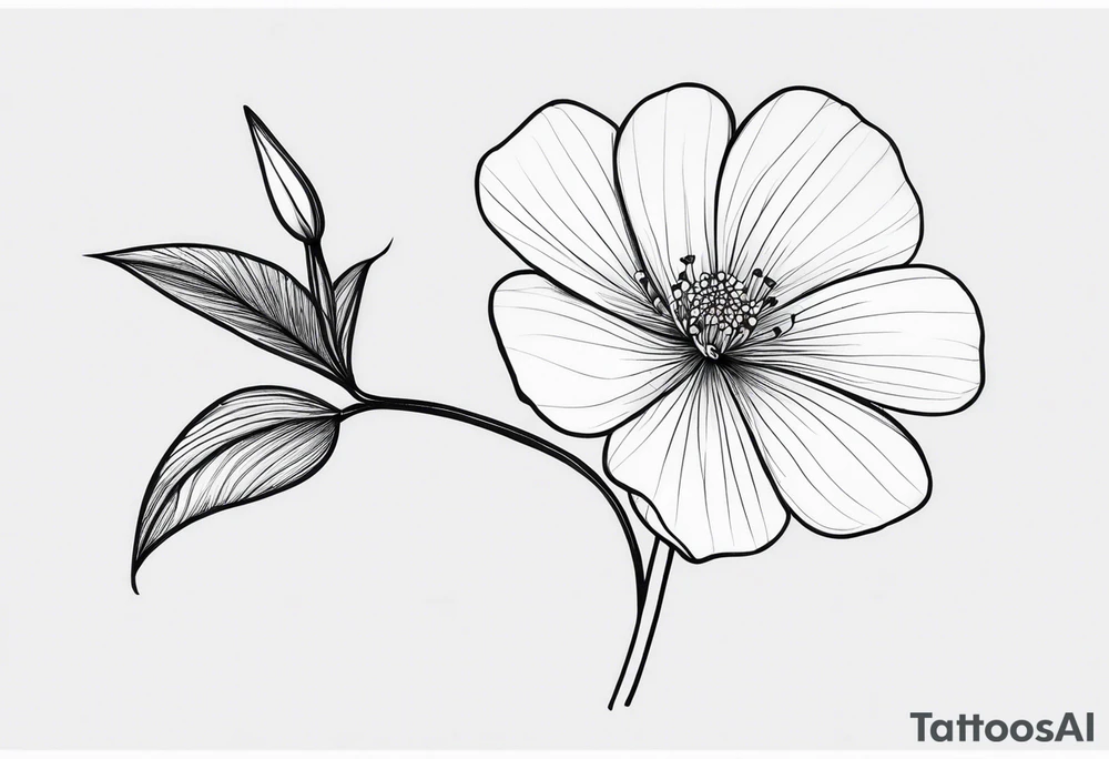 one very simple and no detailed waratha flower with stem in black and white, fine-line, very minimalistic, only a few lines tattoo idea