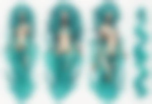 a tall woman made of water with turquoise hair surrounded by the ocean tattoo idea