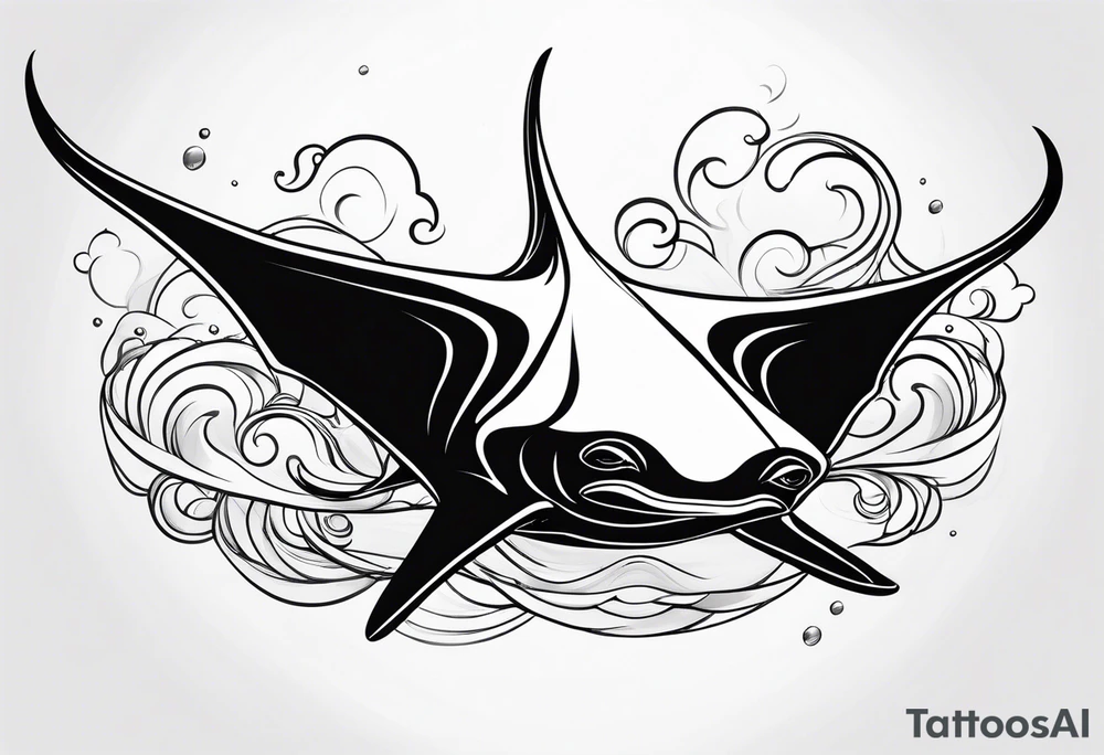 Cite manta ray swimming like flying tattoo idea