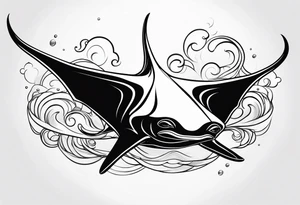 Cite manta ray swimming like flying tattoo idea