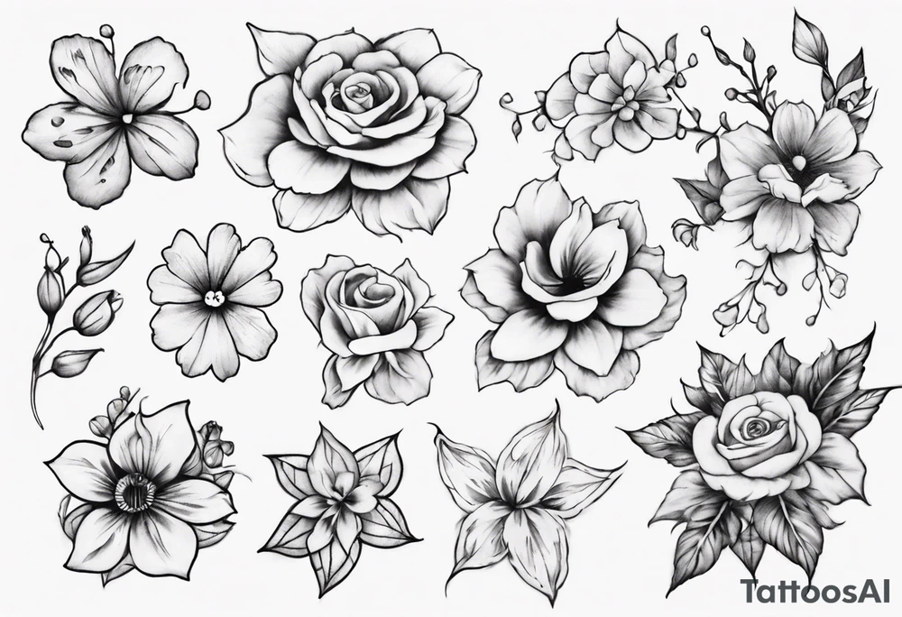 half sleeve with small flowers tattoo idea