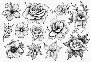 half sleeve with small flowers tattoo idea