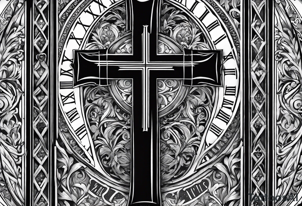 The Roman numerals 1971,1972,2002 with a cross tattoo idea