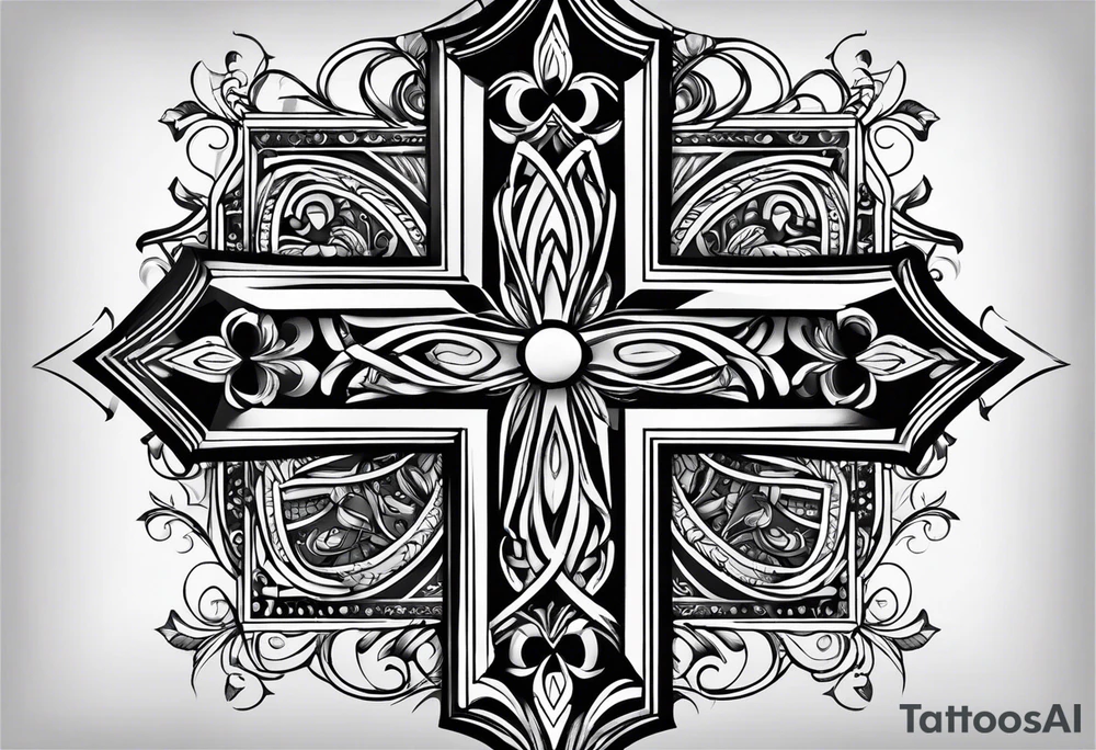 Black cross with trust tattoo idea