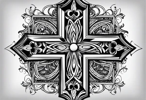 Black cross with trust tattoo idea
