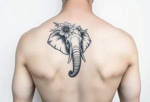 Elephant with flowers on the arm tattoo idea