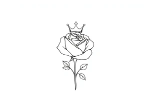 Rose with a small kings crown above it tattoo idea
