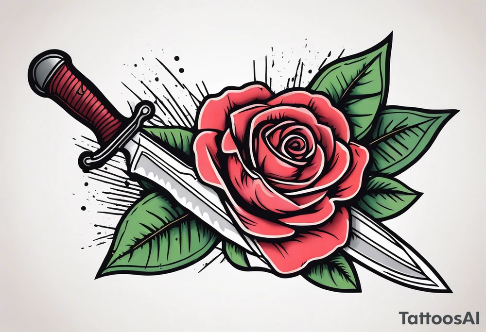 Messer mit Stacheldraht und Rose tattoo idea