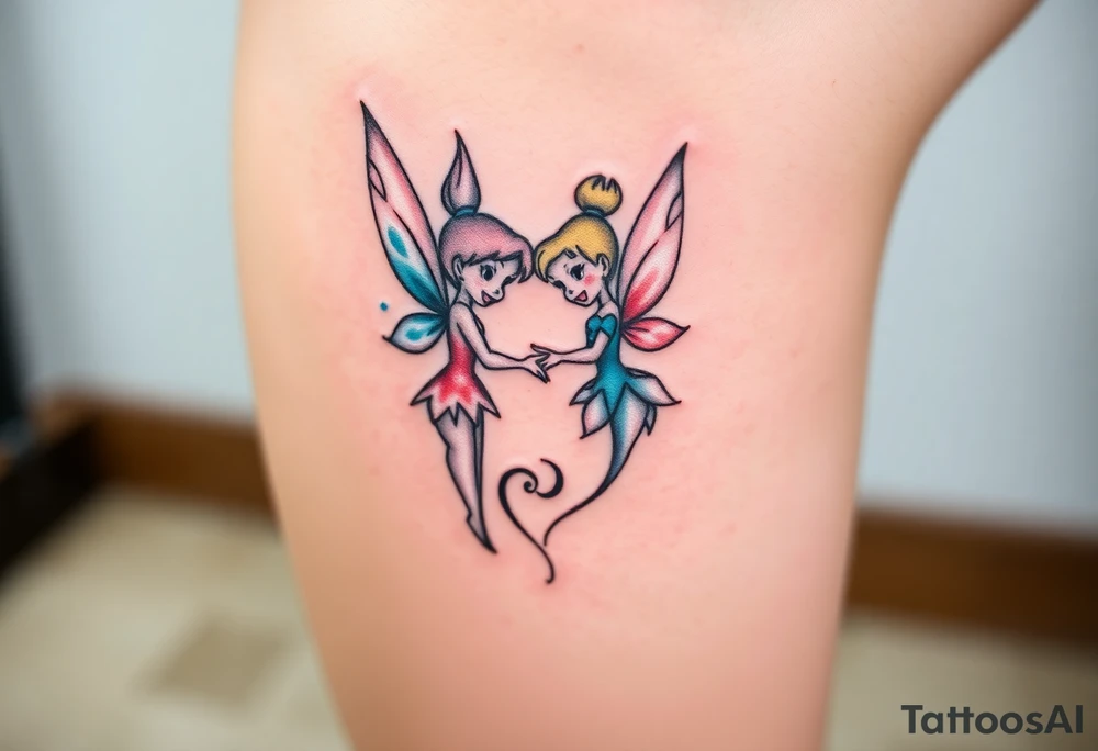 Walt Disney  winter tinker bell and summer tinker bell  in the form of a ying yang tattoo idea