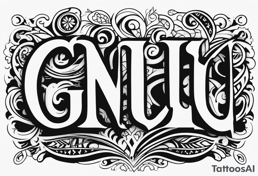Letters "GNBLU" tattoo idea