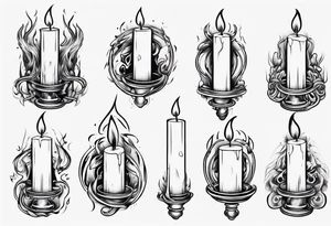 Burning candle in finger loop holder tattoo idea