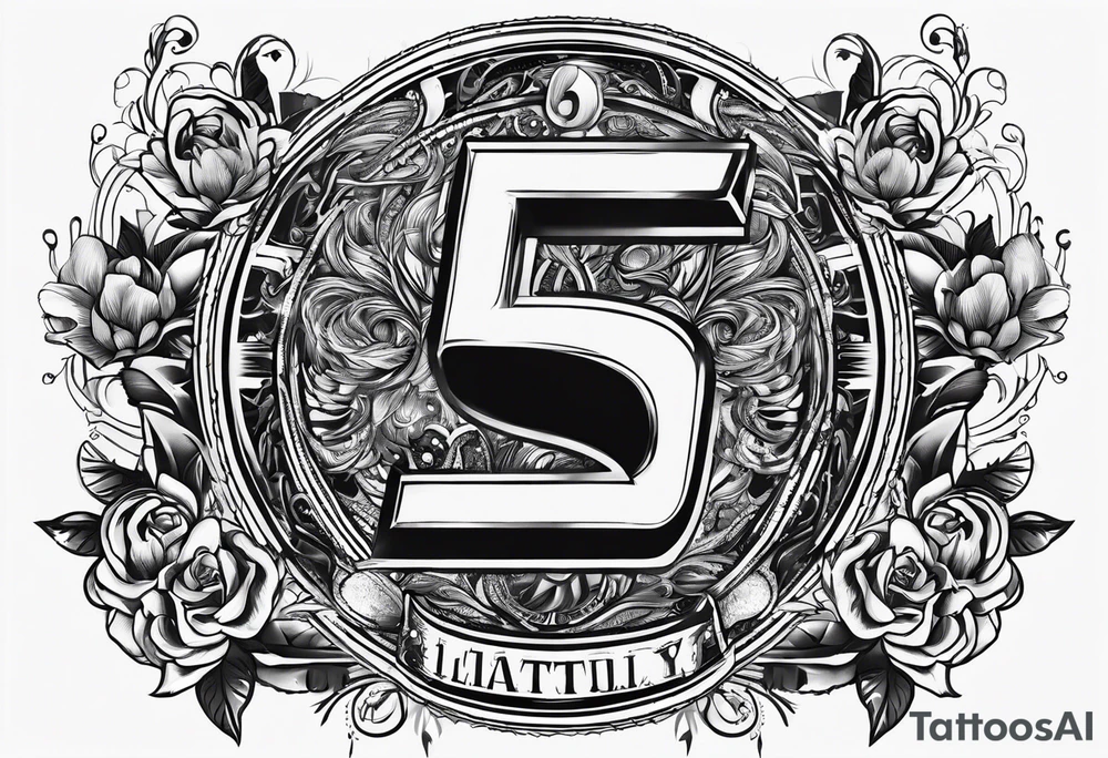 number 5 in electricity bolts tattoo idea
