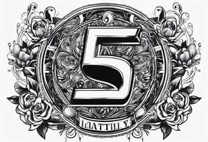 number 5 in electricity bolts tattoo idea