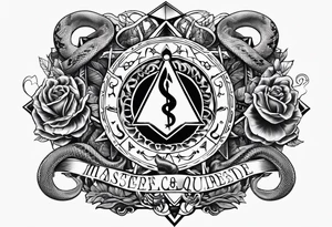 staff of caduceus snakes square and compass masonic tattoo idea