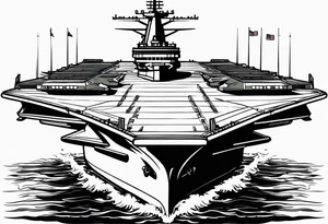 aircraft carrier front view tattoo idea