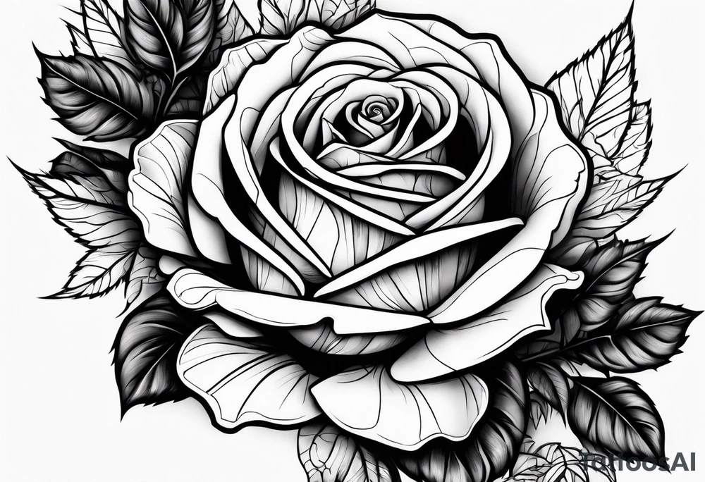 A rose tattoo with skeleton bone fingers tattoo idea