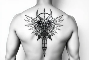 "Anubis in ufo 

Style: sacral geometry blackwork. Thigh/calf placement." tattoo idea