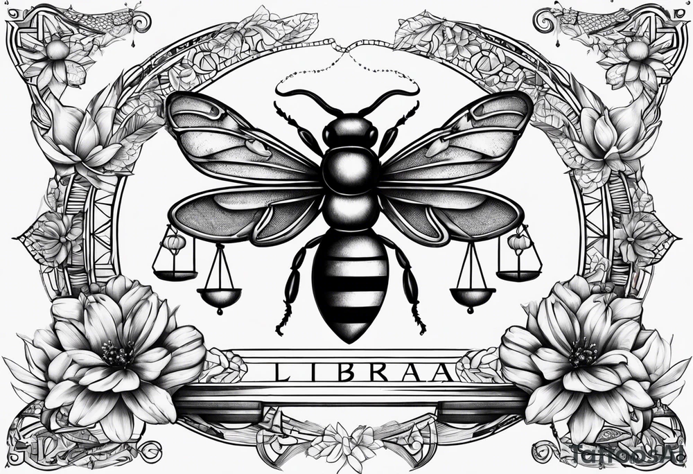 libra with bee tattoo idea