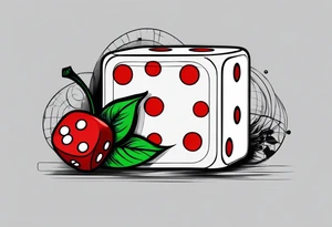 the name  “lukie” with dice to right and cherry to left tattoo idea