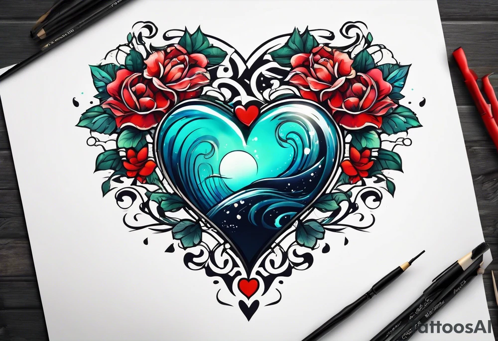 swimmingpool encirceling heart tattoo idea