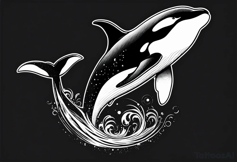 Killer whale outline with no shading but grunge tattoo idea Killer whale outline with no shading but grunge tattoo idea