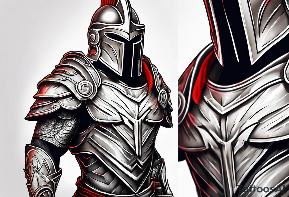 Spartan warrior shoulders and up tattoo idea