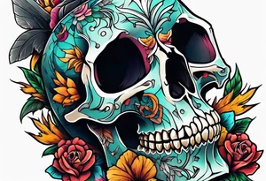 Bold Neo traditional animal skull broken tattoo idea