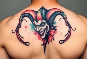 graphic 3d jester design tattoo idea