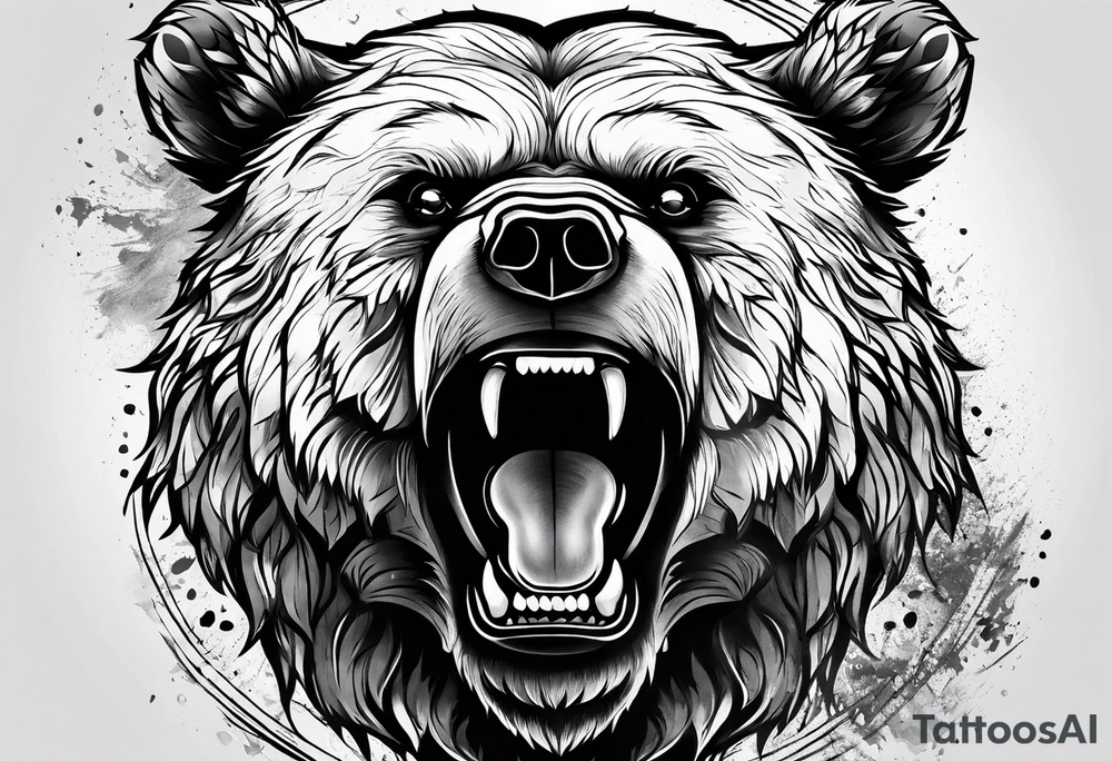 angry bear tattoo idea